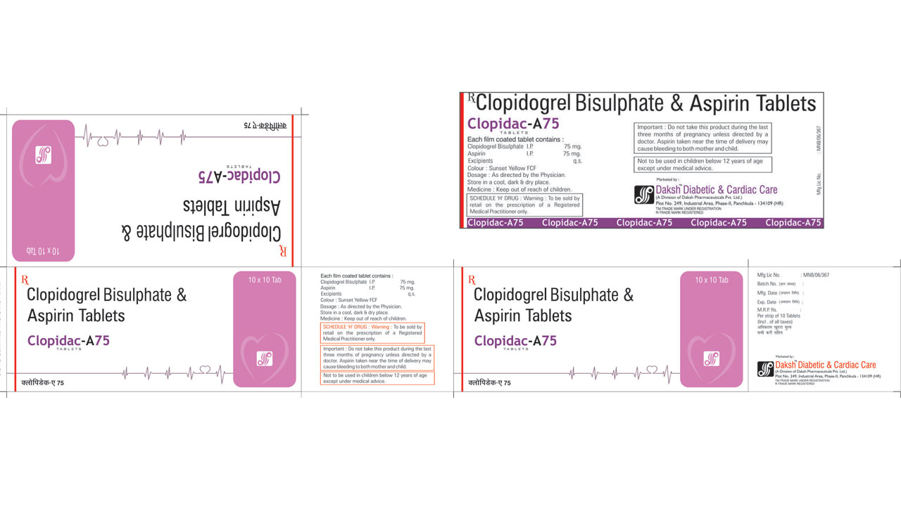 CLOPIDAC-A* -  Diabetic & Cardiac Care | Daksh Pharmaceuticals Private Limited
