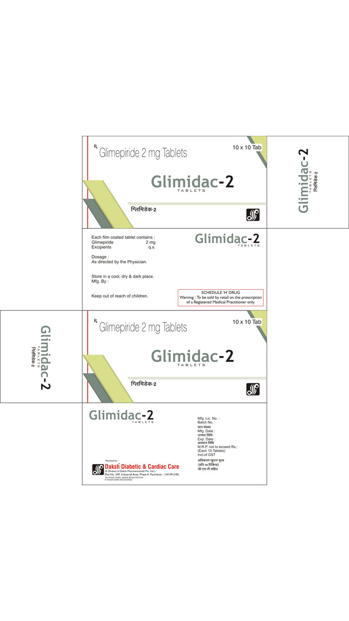 GLIMIDAC -2 -  Diabetic & Cardiac Care | Daksh Pharmaceuticals Private Limited