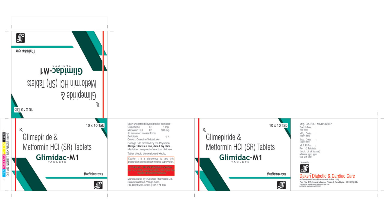 GLIMIDAC M 1 -  Diabetic & Cardiac Care | Daksh Pharmaceuticals Private Limited