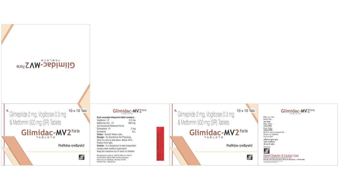 GLIMIDAC MV 2 FORTE -  Diabetic & Cardiac Care | Daksh Pharmaceuticals Private Limited