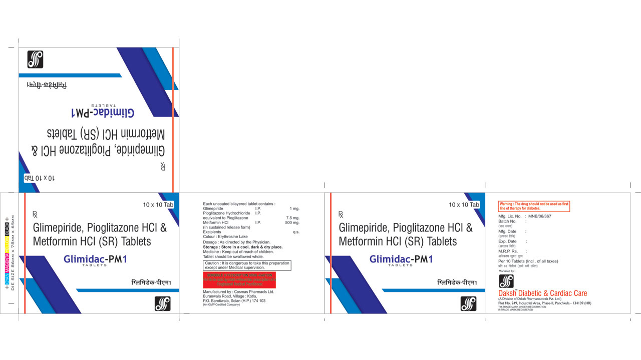 GLIMIDAC-PM 1 -  Diabetic & Cardiac Care | Daksh Pharmaceuticals Private Limited