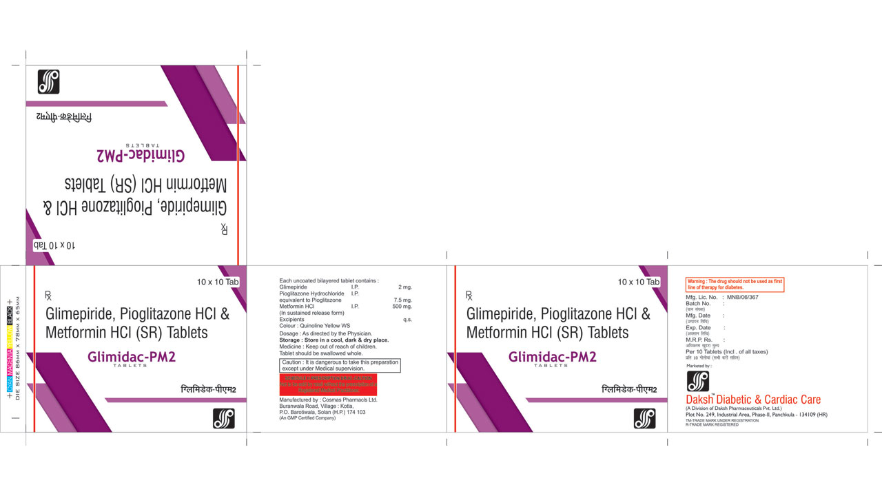 GLIMIDAC PM 2 -  Diabetic & Cardiac Care | Daksh Pharmaceuticals Private Limited
