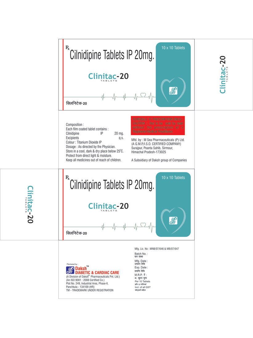 CLINITAC-20 -  Diabetic & Cardiac Care | Daksh Pharmaceuticals Private Limited